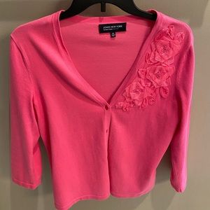 Jones New York pink embellished cardigan. PS